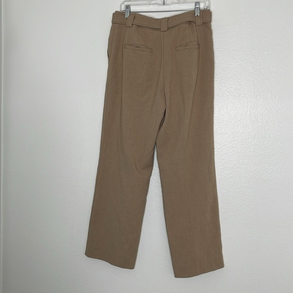 Anthropologie Maeve Tan High Rise Straight Leg Tailored Belted Trousers Size 8 - Picture 5 of 7